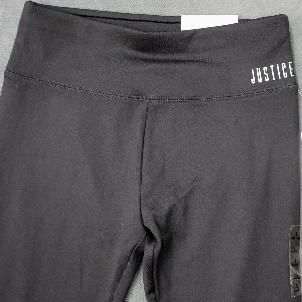 Justice Active Leggings Kids Size L 12/14 Black New High Waist 4-Way Stretch